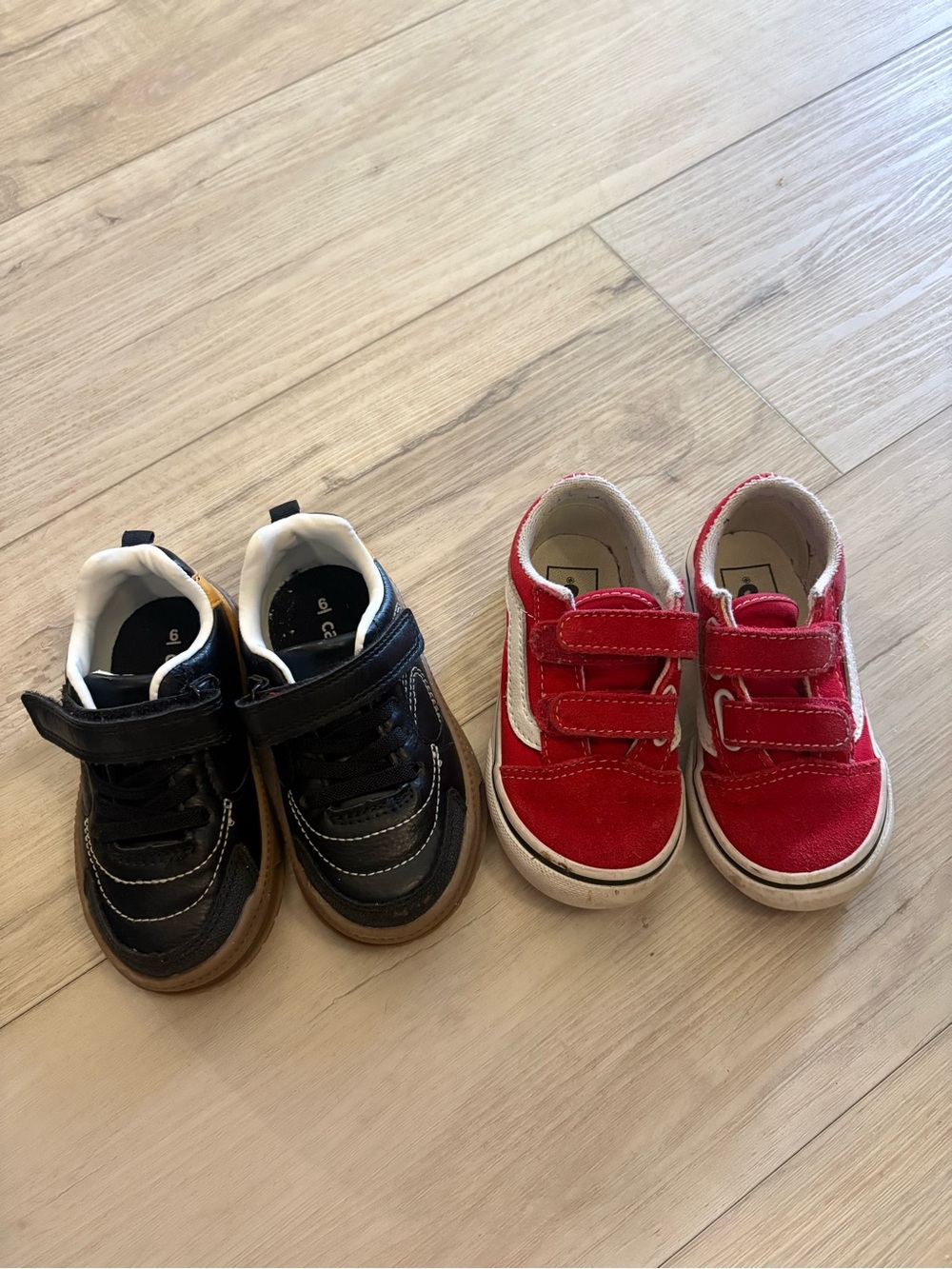 Vans Kids Black & Red Velcro Sneakers